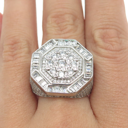 925 Sterling Silver Pave Multi-C Z Domed Ring Size 9.25