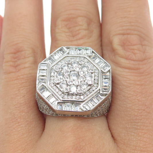 925 Sterling Silver Pave Multi-C Z Domed Ring Size 9.25