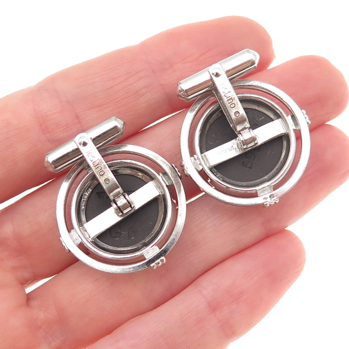 Destino & Wedgwood 925 Sterling Silver Vintage Jasperware Cameo Cufflinks