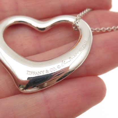 Tiffany & Co. Elsa Peretti Sterling Silver Vintage 35mm Open Heart Necklace 30"