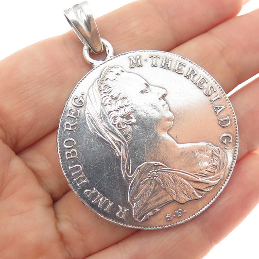 833 Silver Antique 1780 Austrian Empire 1 Thaler - Maria Theresia Coin Pendant