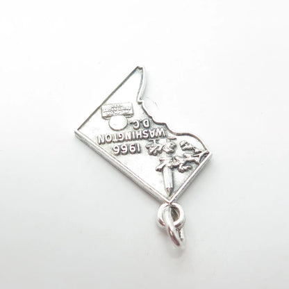 925 Sterling Silver Vintage 1966 Washington D.C Map Pendant