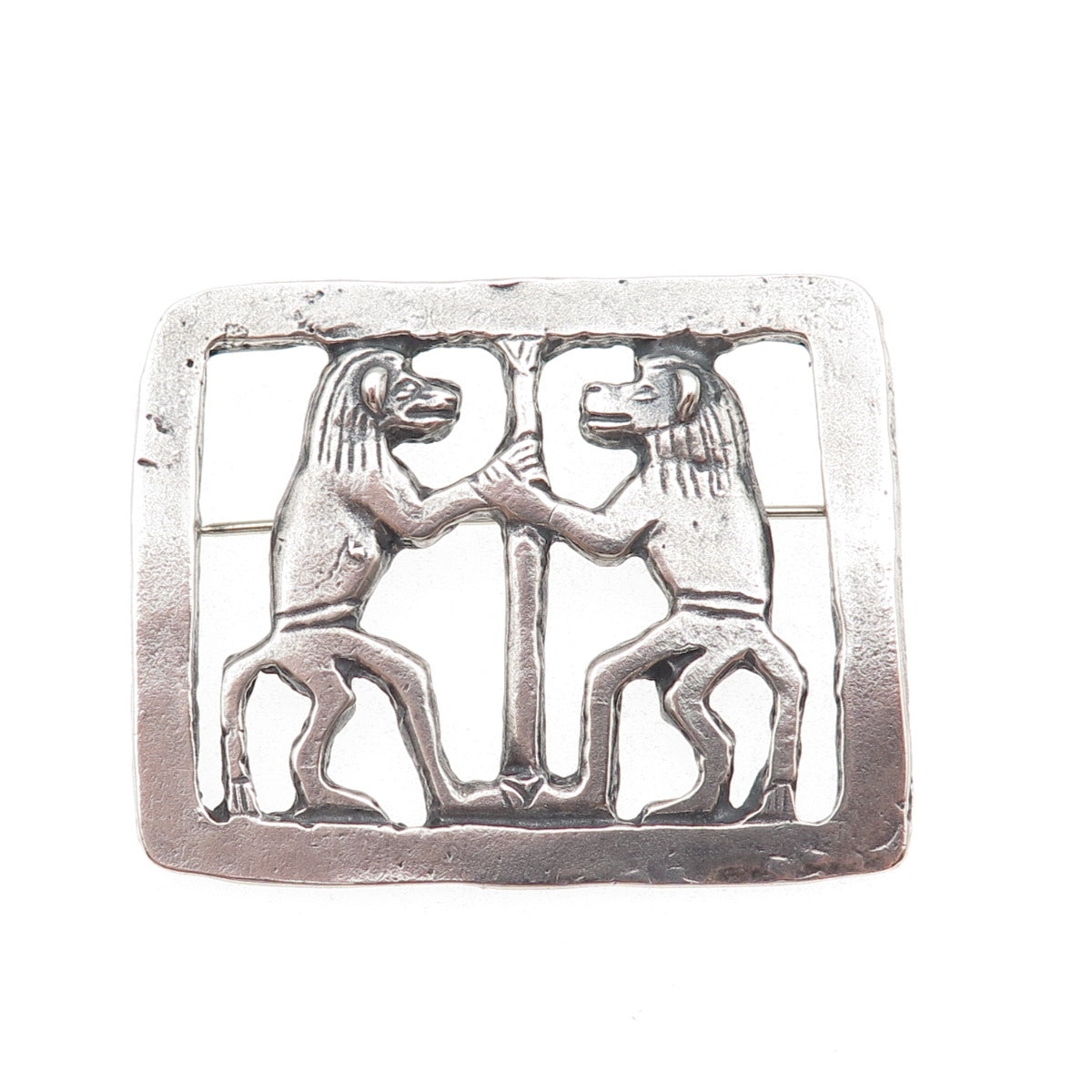 MMA Metropolitan Museum of Art Sterling Silver Vintage Egyptian Lions Pin Brooch