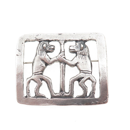 MMA Metropolitan Museum of Art Sterling Silver Vintage Egyptian Lions Pin Brooch