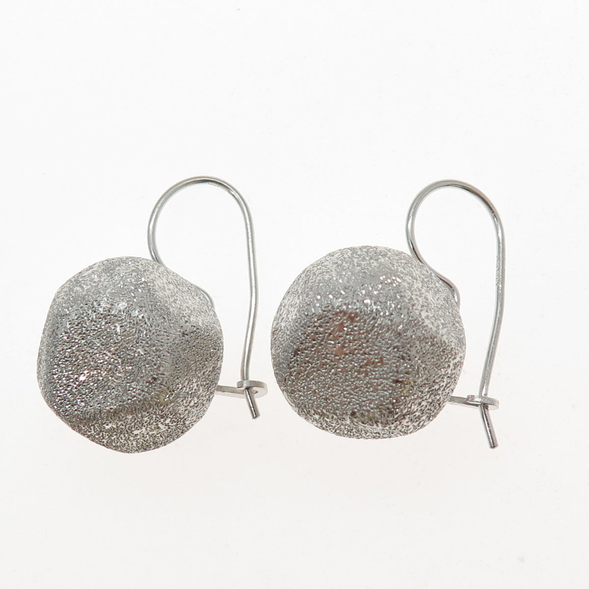 925 Sterling Silver Vintage Italy Modernist Textured Drop Bead Earrings