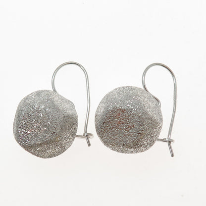 925 Sterling Silver Vintage Italy Modernist Textured Drop Bead Earrings