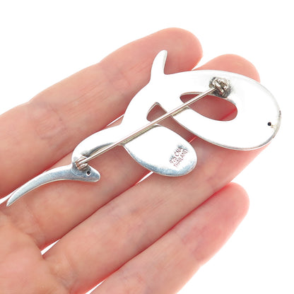 CNA PRANDA 925 Sterling Silver Vintage Modernist Twisted Pin Brooch