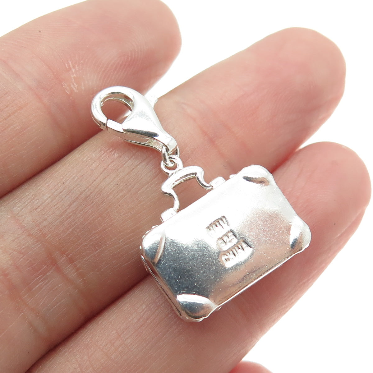 925 Sterling Silver Vintage Travel Case Lobster Clasp Locket Minimalist Pendant