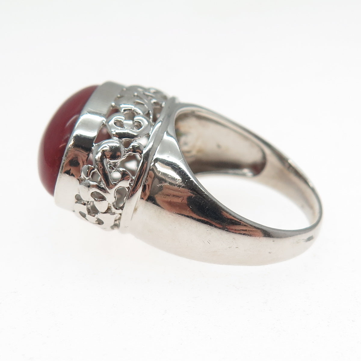 FD FELICIA DESIGN 925 Sterling Silver Vintage Real Red Jasper Ring Size 8.25