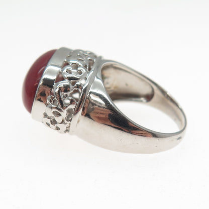 FD FELICIA DESIGN 925 Sterling Silver Vintage Real Red Jasper Ring Size 8.25