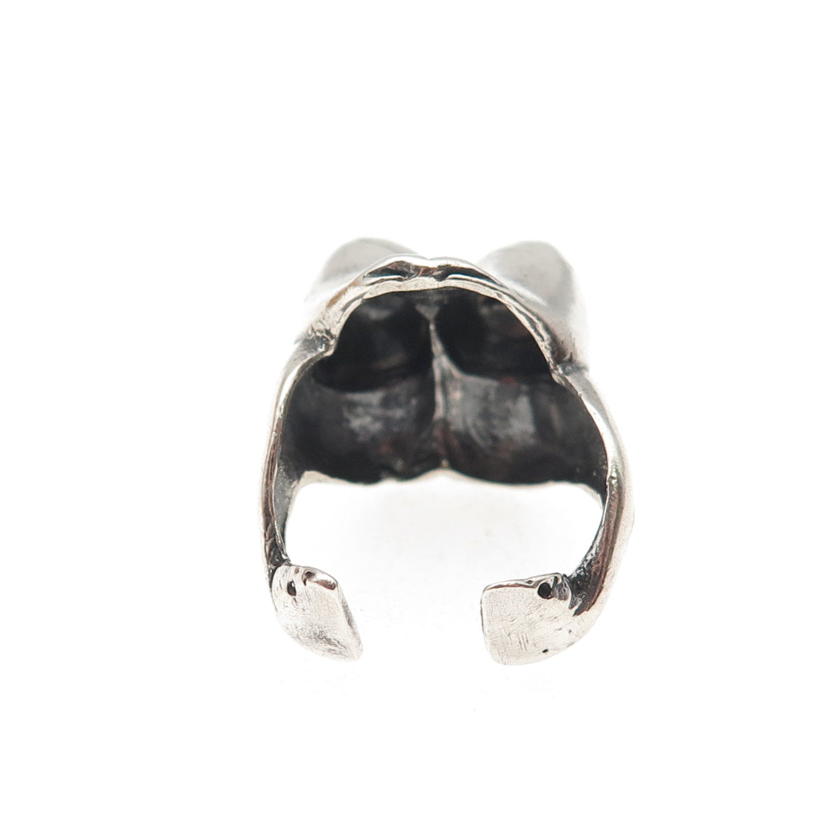 925 Sterling Silver Vintage Modernist Erotic Oxidized Adjustable Ring Size 7.25