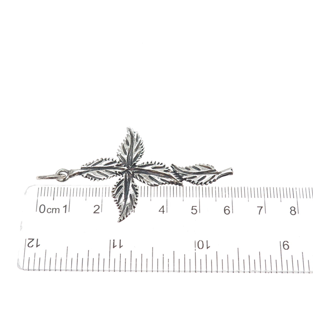 925 Sterling Silver Vintage Floral Leaf Cross Oxidized Pendant