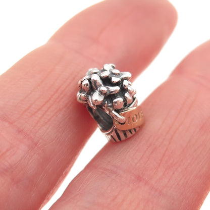 PANDORA 925 Sterling Silver & Gold Love Bouquet Slide Bead Charm