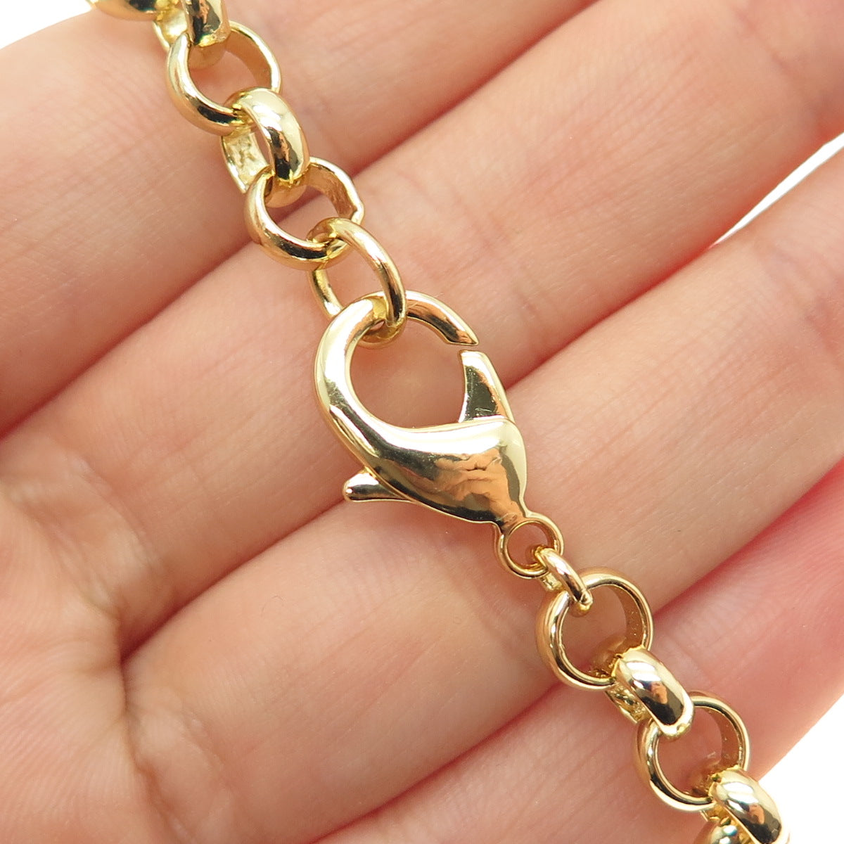 AIL Aluma Gold Plated Vintage Real Lapis Modernist Rolo Chain Necklace 18"