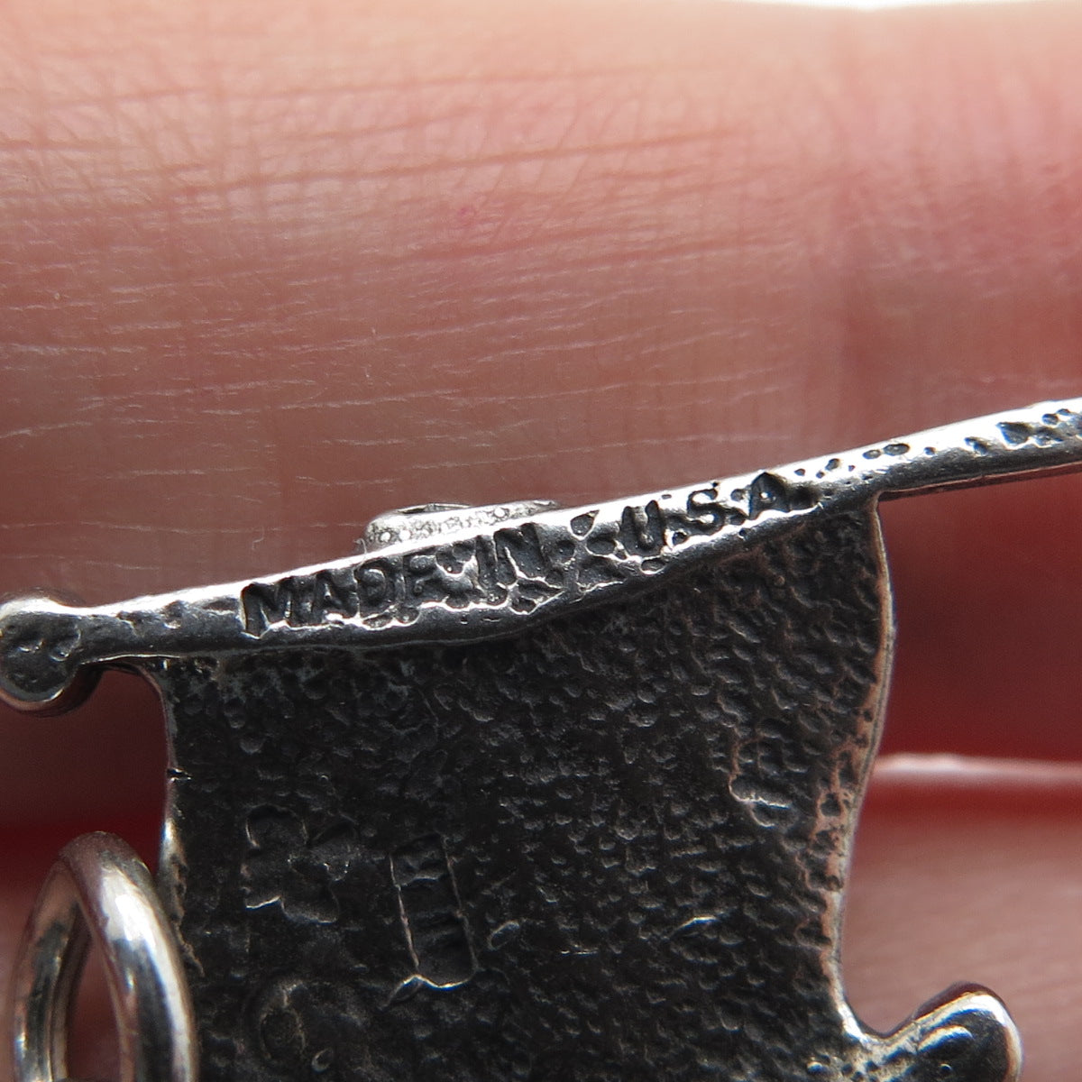 SUNWEST 925 Sterling Silver Vintage US Flag Oxidized Minimalist Charm Pendant