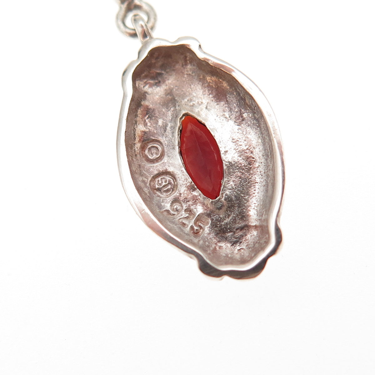925 Sterling Silver Vintage Real Red Garnet Cable Chain Necklace 18"