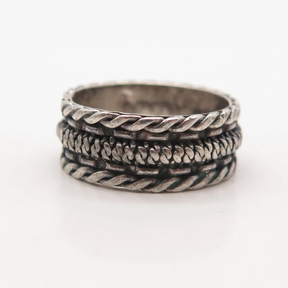 925 Sterling Silver Vintage Twisted Band Ring Size 7.25