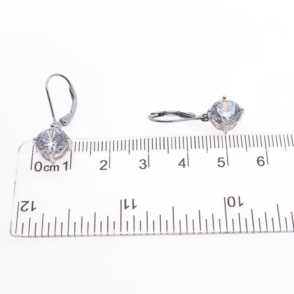 925 Sterling Silver Round-Cut C Z Dangle Earrings