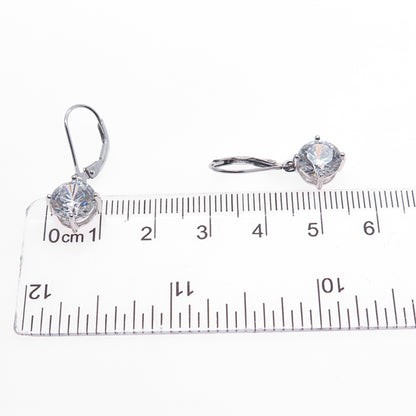 925 Sterling Silver Round-Cut C Z Dangle Earrings