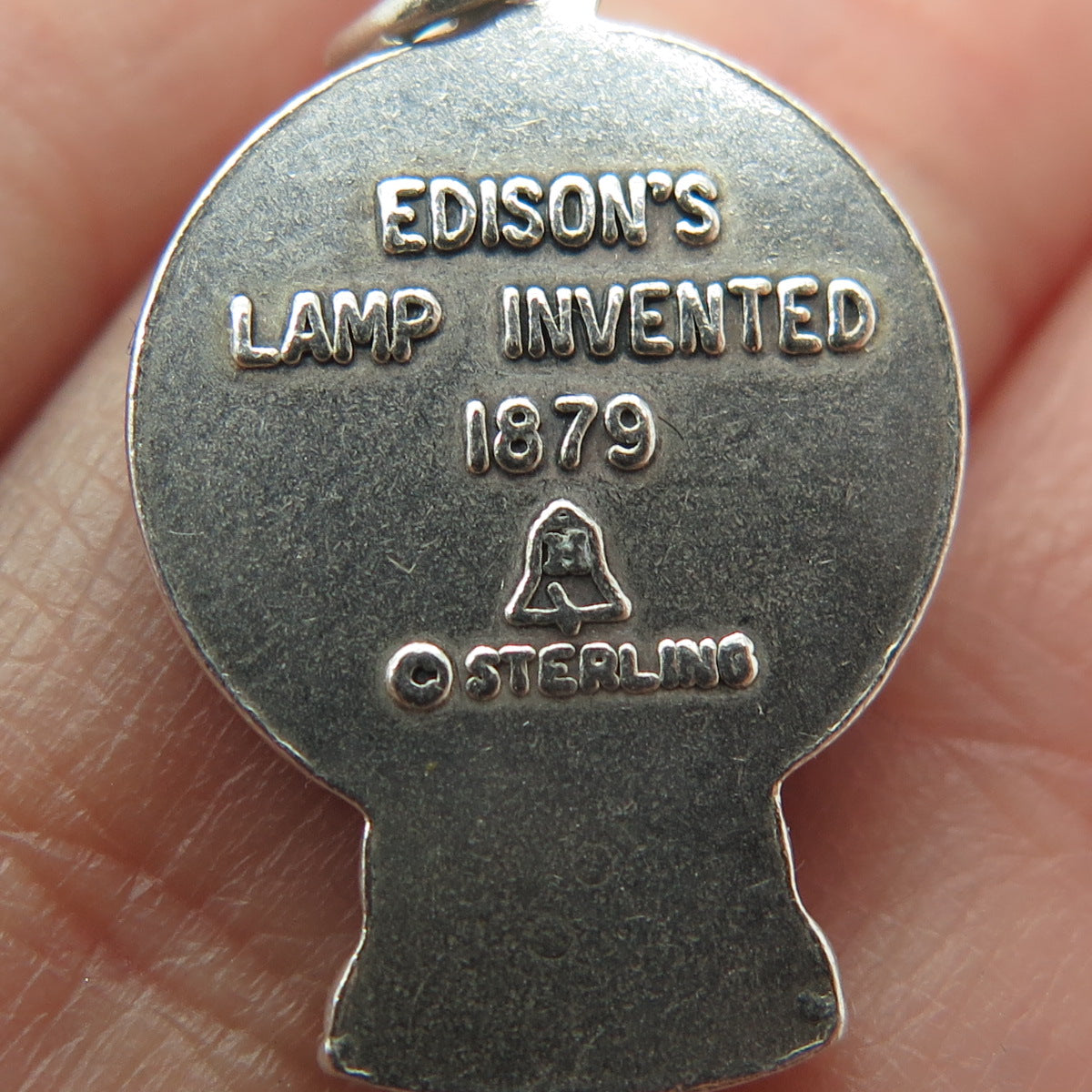 925 Sterling Silver Antique 1879 Edison's Lamp Invented Pendant