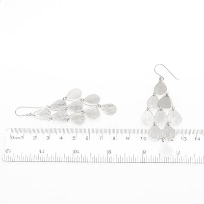 925 Sterling Silver Textured Boho Petal Dangle Earrings