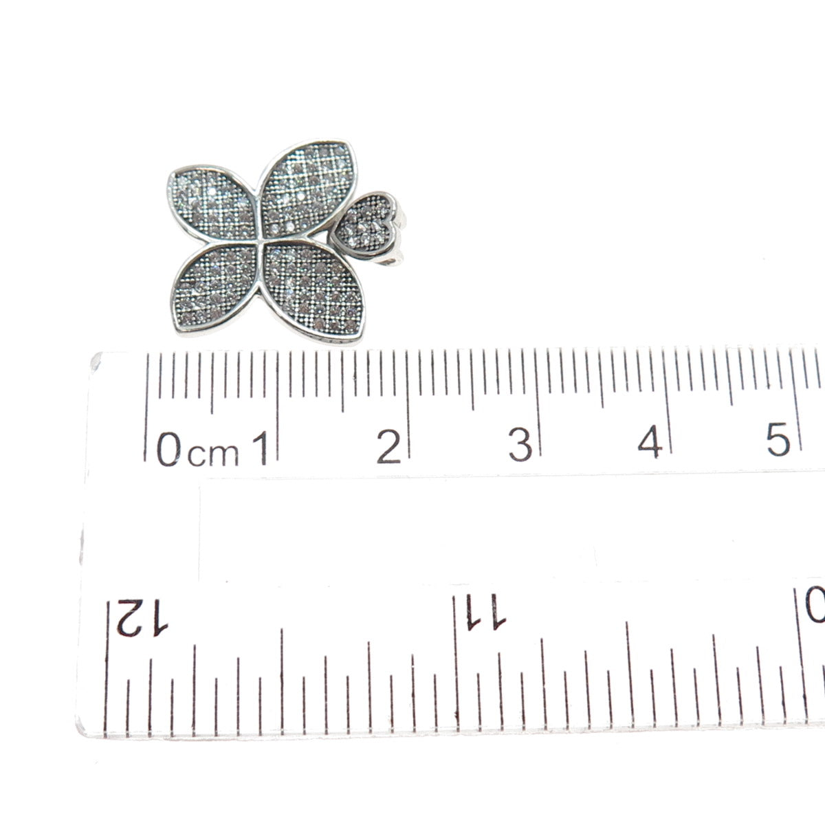 925 Sterling Silver Round-Cut C Z Butterfly Heart Mini Slide Charm Pendant