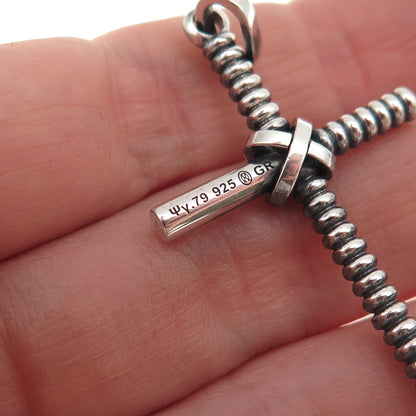 LALAoUNIS 925 Sterling Silver Vintage Greece Cross Oxidized Charm Pendant