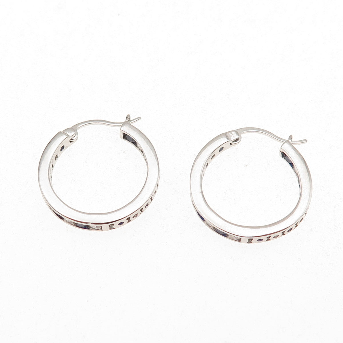 Jacmel Mauritius 925 Sterling Lab-Created Sapphire C Z In & Out Hoop Earrings