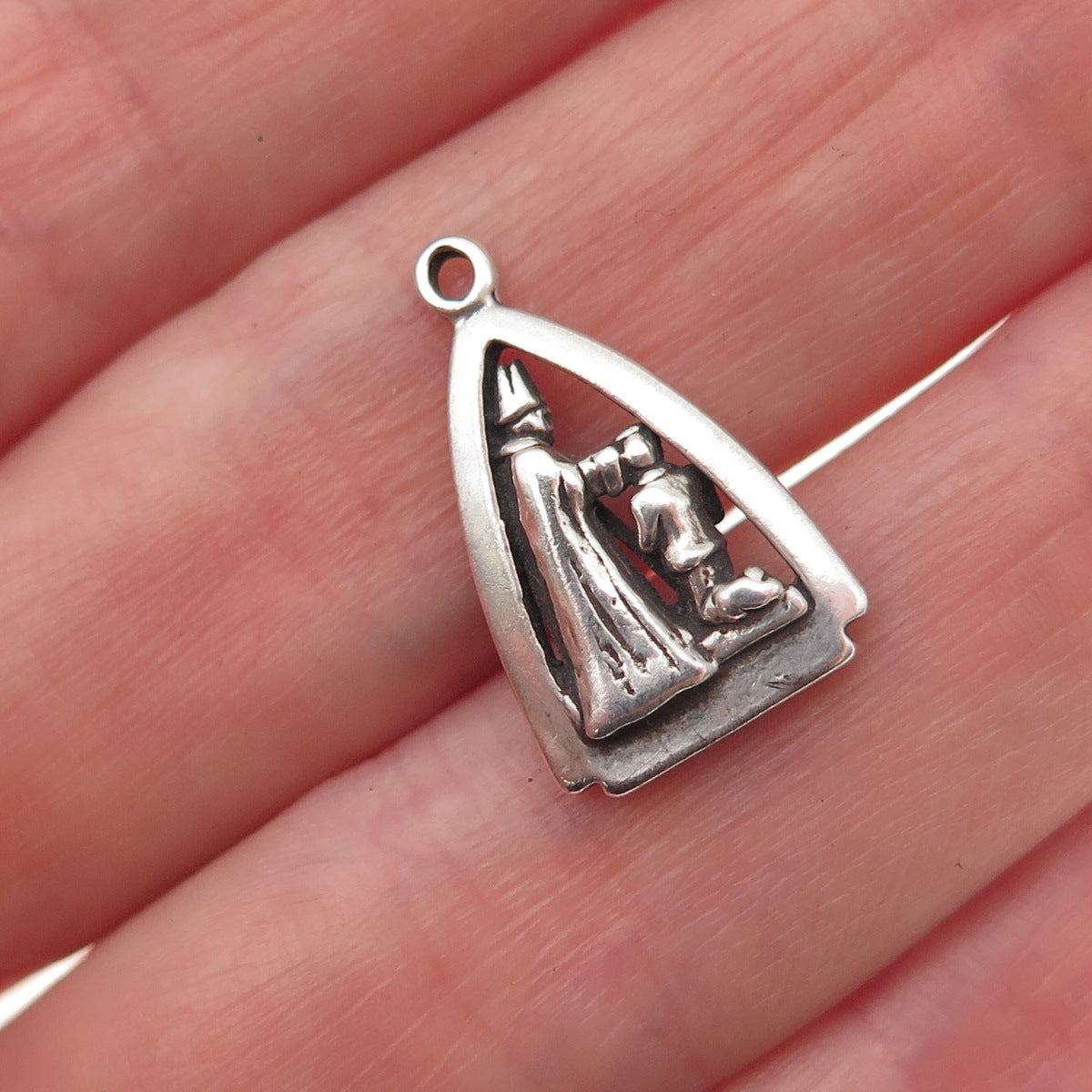 Sunwest 925 Sterling Silver Vintage Confirmation Oxidized Mini Charm Pendant