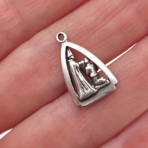 Sunwest 925 Sterling Silver Vintage Confirmation Oxidized Mini Charm Pendant