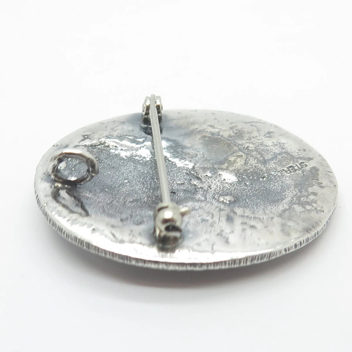 925 Sterling Silver Vintage Lady's Profile Oval Pin Brooch / Pendant