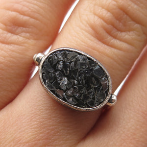 SAMUEL BENHAM 925 Sterling Silver Vintage Real Diamond Inlay Ring Size 6.25