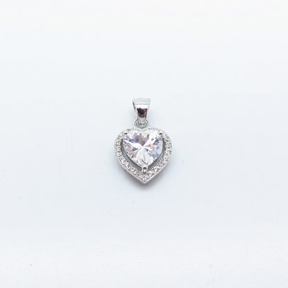 925 Sterling Silver C Z Heart Charm Pendant