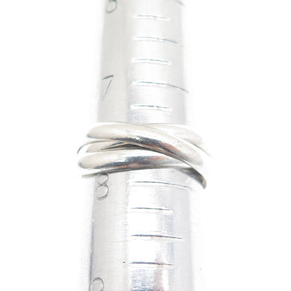 925 Sterling Silver Vintage Trinity Band Ring Size 7.75