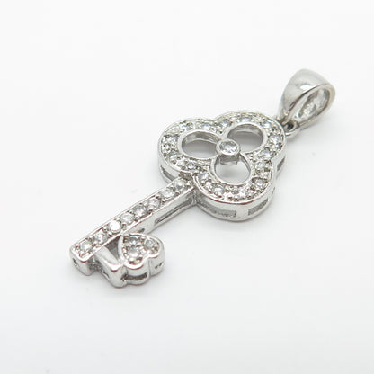 925 Sterling Silver C Z Key Pendant