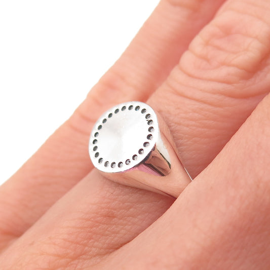 Pandora 925 Sterling Silver Round-Cut C Z Circle of Life Signet Ring Size 6