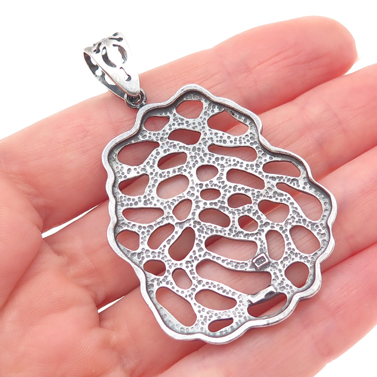 925 Sterling Silver Vintage Modernist Oxidized Pendant