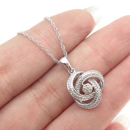 925 Sterling Silver Real Diamond Interlocked Twisted Chain Necklace 18"