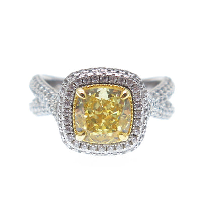 DSMK 925 Sterling Silver White & Yellow C Z Sparkle Ring Size 6.25