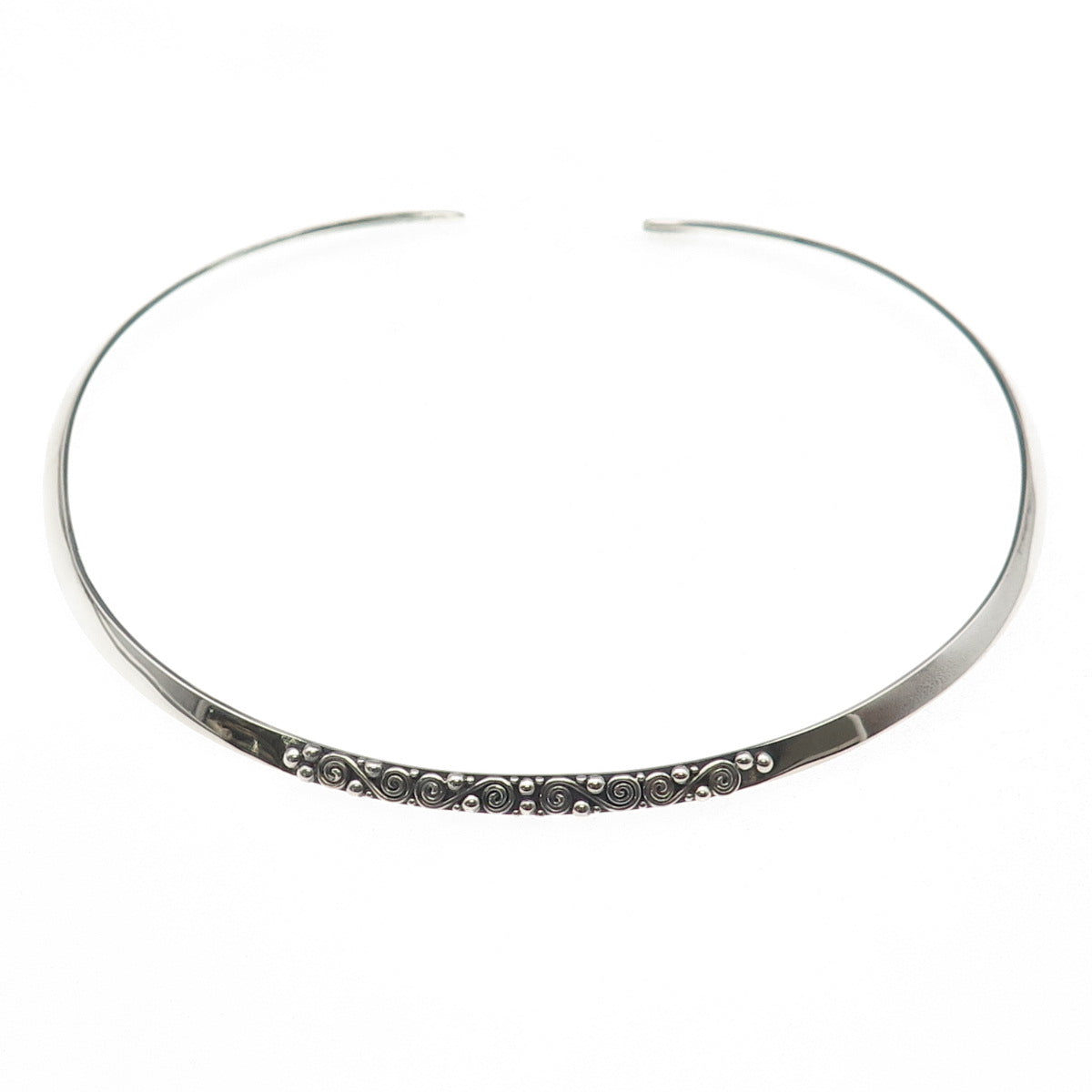Sajen 925 Sterling Silver Vintage Modernist Swirl Choker Necklace 14-16"