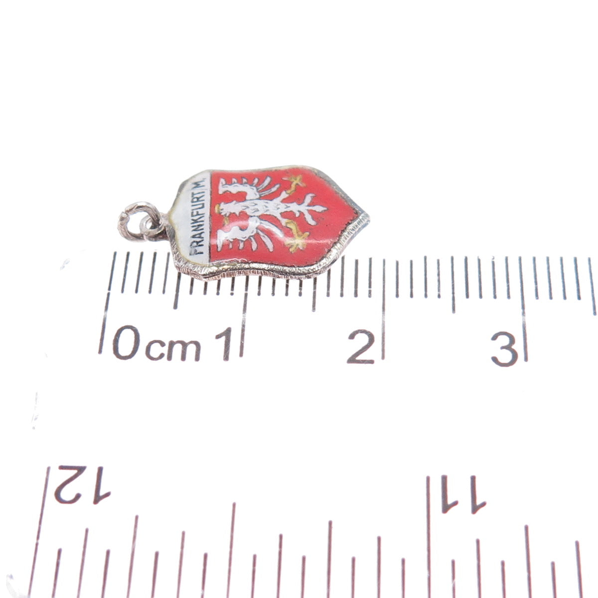 925 Sterling Silver Vintage Enamel Frankfurt am Main Germany Minimalist Pendant