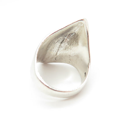 925 Sterling Silver Vintage Modernist Wavy Statement Ring Size 7