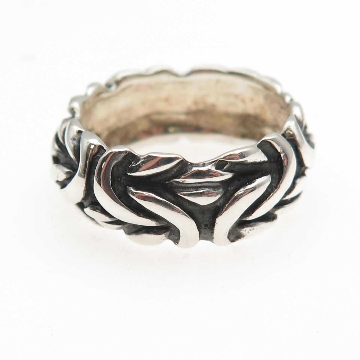 925 Sterling Silver Vintage Byzantine Oxidized Band Ring Size 10.75