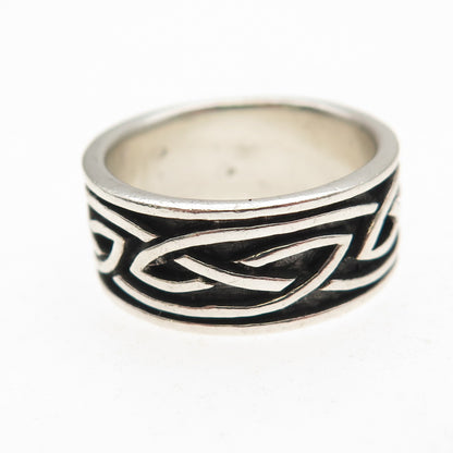 925 Sterling Silver Vintage Celtic Knot Oxidized Band Ring Size 7.5