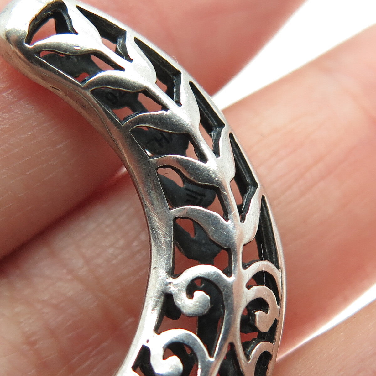 SILPADA 925 Sterling Silver Vintage Ornate Crescent Hoop Earrings