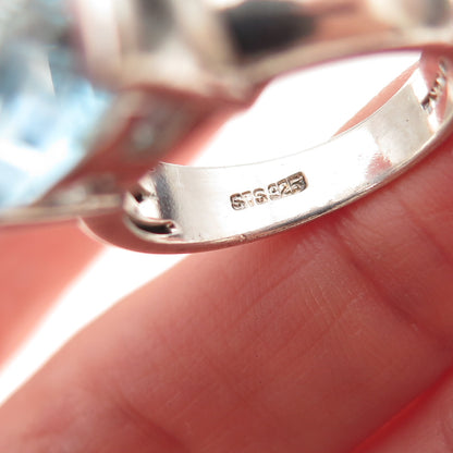 Chuck Clemency 925 Sterling Silver Vintage Real Blue Topaz Ring Size 7