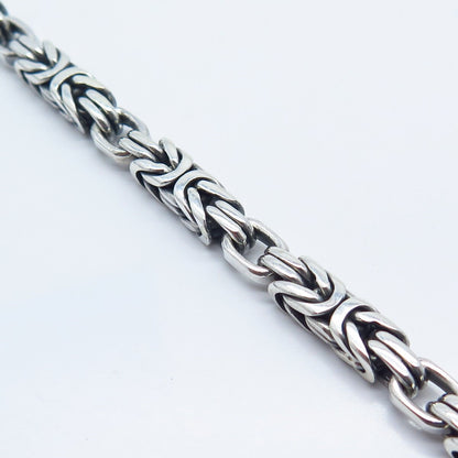 925 Sterling Silver Vintage Square Byzantine Link Bracelet 7"