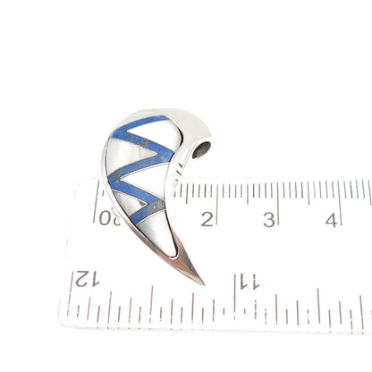 Carolyn Pollack 925 Sterling Silver Vintage Real MOP & Lapis Claw Slide Pendant