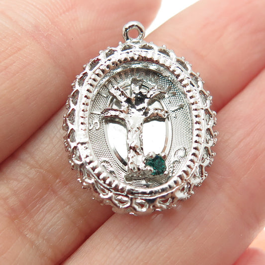 925 Sterling Silver Vintage Nano Emerald St. Thomas Tree of Life Pendant