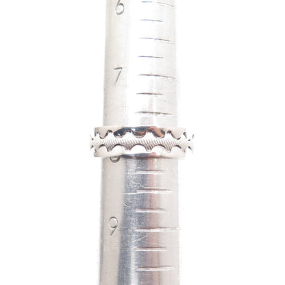 NEOS 925 Sterling Silver Textured Zig-Zag Band Ring Size 8